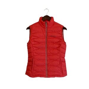 Eddie Bauer coral orange puffer vest down insulated size small winter layer